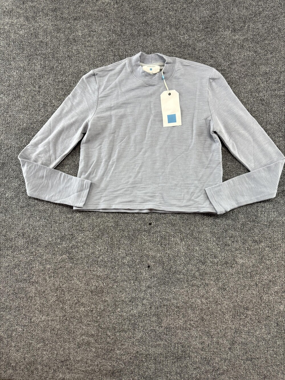 Jason Scott Shirt Womens Small Gray Modal Mock Neck Long Sleeve Stretch Basic
